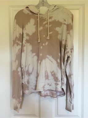 Tie-Dye oversized Hooded Sweatshirt - Beige/Cream